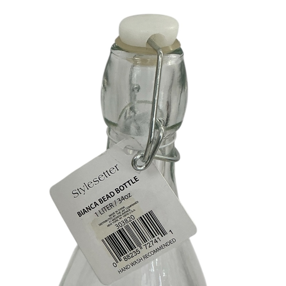 Stylesetter Clear Glass Beaded Dot Bottle with Swing Top Tight Seal Stopper - Picture 7 of 16